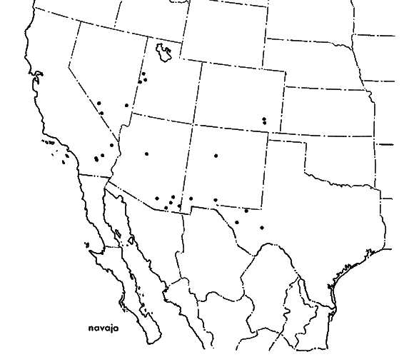 North American distribution map for Myrmecocystus navajo